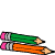 El lápiz verde es más corto que el lápiz anaranjado.