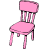 Der rosa Stuhl ist der engste.