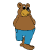 a bear with pants