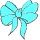 a turquoise bow