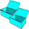 some turquoise boxes