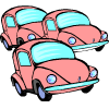 一些粉红色的车