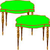 一些绿色的桌子