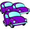 des voitures violettes