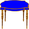 une table bleue