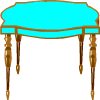 une table turquoise